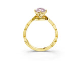 Yellow gold Fancy Pink Marquise  Solitaire Twist Band with Leaf Prong Setting 4