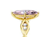 Yellow gold Fancy Pink Marquise  Solitaire Twist Band with Leaf Prong Setting