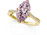 Yellow gold Fancy Pink Marquise  Solitaire Twist Band with Pavé Diamonds and Four-Prong Setting_85