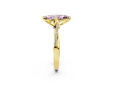 Yellow gold Fancy Pink Marquise  Solitaire Twist Band with Pavé Diamonds and Four-Prong Setting_86