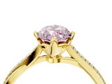 Yellow gold Fancy Pink Marquise  Solitaire Twist Band with Pavé Diamonds and Four-Prong Setting_88