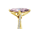 Yellow gold Fancy Pink Marquise  Solitaire Twist Band with Pavé Diamonds and Four-Prong Setting_89