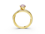 Yellow gold Fancy Pink Marquise  Solitaire Twist Band with Pavé Setting and Four-Prong Setting_115