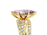 Yellow gold Fancy Pink Marquise  Solitaire Twist Band with Pavé Setting and Four-Prong Setting_117