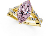 Yellow gold Fancy Pink Marquise  Solitaire Twist Band with Pavé Setting and Four-Prong Setting_18