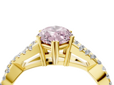 Yellow gold Fancy Pink Marquise  Solitaire Twist Band with Pavé Setting and Four-Prong Setting_21