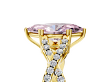 Yellow gold Fancy Pink Marquise  Solitaire Twist Band with Pavé Setting and Four-Prong Setting_22