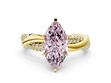 Yellow gold Fancy Pink Marquise  Solitaire Twist Band with Pave Prong Setting_42