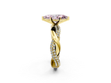 Yellow gold Fancy Pink Marquise  Solitaire Twist Band with Pave Prong Setting_44