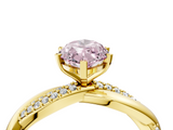 Yellow gold Fancy Pink Marquise  Solitaire Twist Band with Pave Prong Setting_46