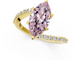Yellow gold Fancy Pink Marquise  Solitaire Twist Band with Pave Set Diamonds and Four-Prong Setting_132