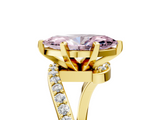 Yellow gold Fancy Pink Marquise  Solitaire Twist Band with Pave Set Diamonds and Four-Prong Setting_136