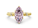 Yellow gold Fancy Pink Marquise  Solitaire Twisted Band Prong Set Engagement Ring_61