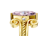 Yellow gold Fancy Pink Marquise  Solitaire Twisted Band Scroll Prong Ring_8