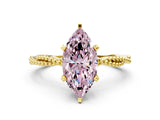 Yellow gold Fancy Pink Marquise  Solitaire Twisted Band with Bead Prong Setting_279