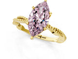 Yellow gold Fancy Pink Marquise  Solitaire Twisted Band with Bead Prong Setting_280