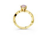 Yellow gold Fancy Pink Marquise  Solitaire Twisted Band with Bead Prong Setting_282