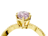 Yellow gold Fancy Pink Marquise  Solitaire Twisted Band with Bead Prong Setting_283