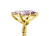 Yellow gold Fancy Pink Marquise  Solitaire Twisted Band with Bead Prong Setting_284