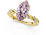 Yellow gold Fancy Pink Marquise  Solitaire Twisted Band with Pavé Accents and Four-Prong Setting_22