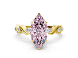 Yellow gold Fancy Pink Marquise  Solitaire Twisted Band with Prong Setting 1