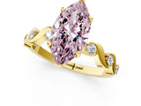 Yellow gold Fancy Pink Marquise  Solitaire Twisted Band with Prong Setting 2