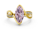 Yellow gold Fancy Pink Marquise  Solitaire Twisted Band with Prong Setting_3
