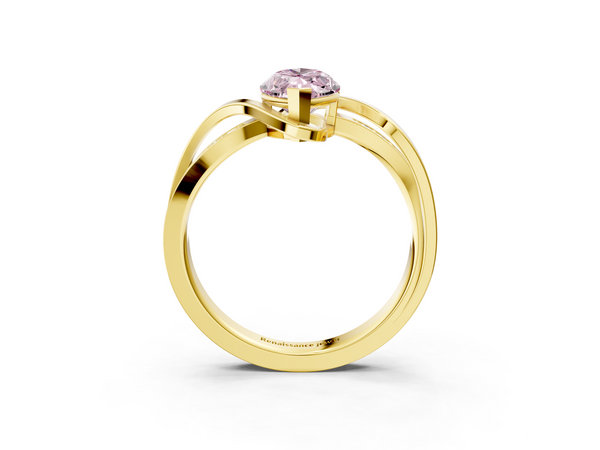 Yellow gold Fancy Pink Marquise  Solitaire Twisted Band with Prong Setting