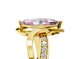 Yellow gold Fancy Pink Marquise  Solitaire Twisted Band with Prong Setting_8