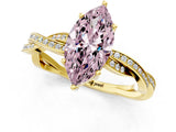 Yellow gold Fancy Pink Marquise  Solitaire Twisted Pave Diamond Ring with Four-Prong Setting_116
