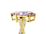 Yellow gold Fancy Pink Marquise  Solitaire Twisted Pave Diamond Ring with Four-Prong Setting_120