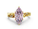Yellow gold Fancy Pink Marquise  Solitaire Vine Band with Milgrain Prong Setting_3