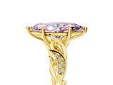 Yellow gold Fancy Pink Marquise  Solitaire Vine Band with Milgrain Prong Setting_8