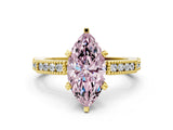 Yellow gold Fancy Pink Marquise  Solitaire with Pavé Band and Four-Prong Setting_309