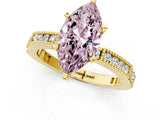 Yellow gold Fancy Pink Marquise  Solitaire with Pavé Band and Four-Prong Setting_310