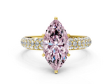 Yellow gold Fancy Pink Marquise  Solitaire with Pave Band and Four-Prong Setting_3
