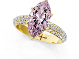 Yellow gold Fancy Pink Marquise  Solitaire with Pave Band and Four-Prong Setting_4