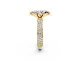 Yellow gold Fancy Pink Marquise  Solitaire with Pave Band and Four-Prong Setting_5
