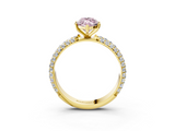 Yellow gold Fancy Pink Marquise  Solitaire with Pave Band and Four-Prong Setting_6
