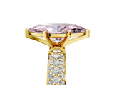 Yellow gold Fancy Pink Marquise  Solitaire with Pave Band and Four-Prong Setting_8