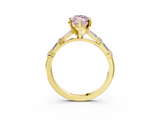 Yellow gold Fancy Pink Marquise  Solitaire with Side Baguettes and Channel Set Band_61