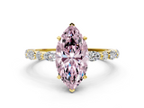Yellow gold Fancy Pink Marquise  Solitaire with Side Stones on a Pavé Band and Four-Prong Setting_23