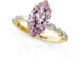 Yellow gold Fancy Pink Marquise  Solitaire with Side Stones on a Pavé Band and Four-Prong Setting_24