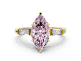 Yellow gold Fancy Pink Marquise  Solitaire with Tapered Baguette Side Stones on a Classic Band with Four-Prong Setting_78