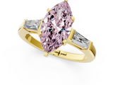 Yellow gold Fancy Pink Marquise  Solitaire with Tapered Baguette Side Stones on a Classic Band with Four-Prong Setting_79