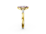Yellow gold Fancy Pink Marquise  Solitaire with Tapered Baguette Side Stones on a Classic Band with Four-Prong Setting_80