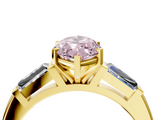 Yellow gold Fancy Pink Marquise  Solitaire with Tapered Baguette Side Stones on a Classic Band with Four-Prong Setting_82