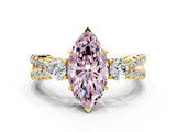 Yellow gold Fancy Pink Marquise  Three-Stone Diamond Ring with Pavé Split Shank and Four-Prong Setting_63