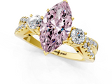 Yellow gold Fancy Pink Marquise  Three-Stone Diamond Ring with Pavé Split Shank and Four-Prong Setting_64