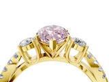 Yellow gold Fancy Pink Marquise  Three-Stone Diamond Ring with Pavé Split Shank and Four-Prong Setting_67